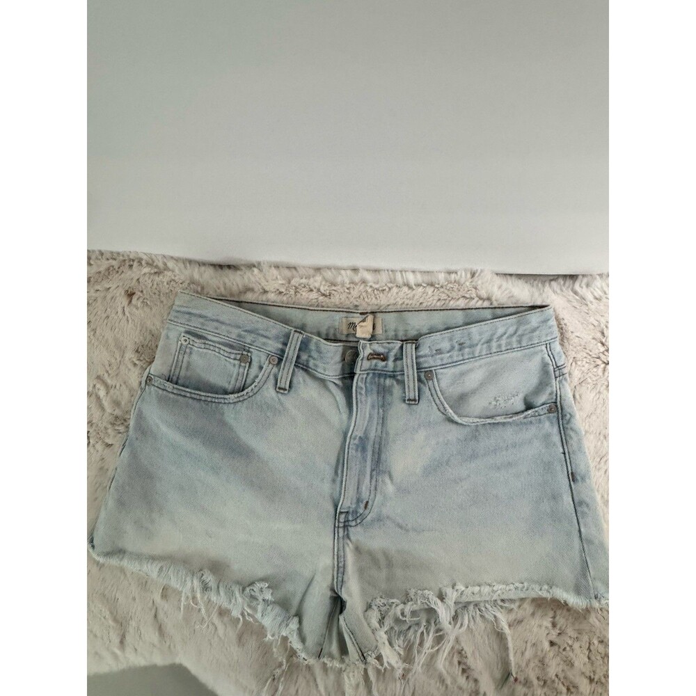 Madewell Womens Jean Shorts Pale Indigo Raw Hem Relaxed Denim Size 30 High Rise
